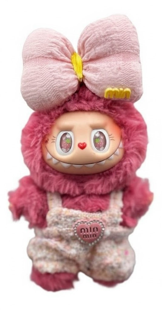 Overol Rosado +Moño miumiu Labubu