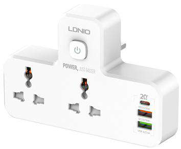Multitoma LDNIO SC2311 2500 W | 2 tomas y USB-C PD 20 W - MyTechCell Colombia