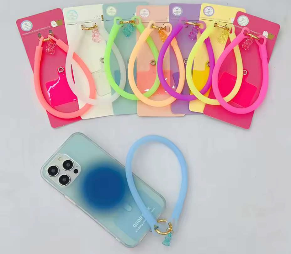 Straps Colores Cortas con Soporte Metálico y Dije de Oso