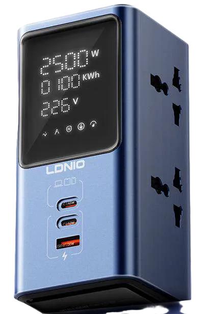 Multitoma torre LDNIO SC2 2500 W | USB-C PD 45 W y pantalla - MyTechCell Colombia