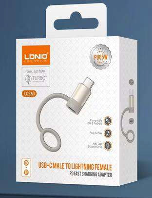 Adaptador LDNIO LC260 USB-C macho a Lightning hembra - vista 3 - MyTechCell Colombia
