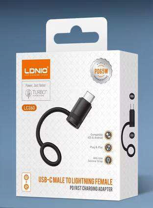 Adaptador LDNIO LC260 USB-C macho a Lightning hembra - vista 4 - MyTechCell Colombia