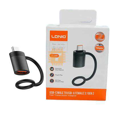 Adaptador LDNIO LC280 USB-C macho a USB-A hembra 3.1 Gen 2 - MyTechCell Colombia
