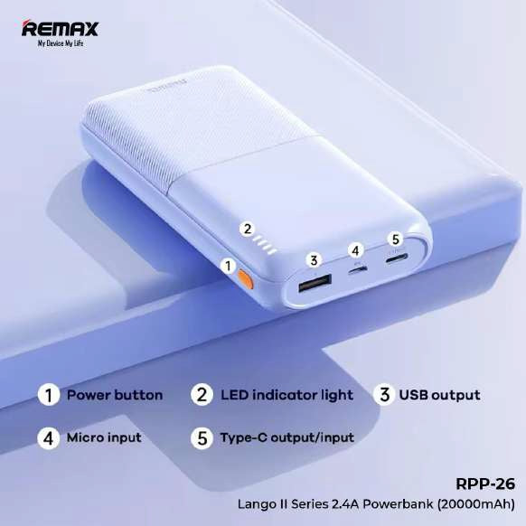 Power Bank Remax RPP-26 20.000mAh vista 2 - MyTechCell Colombia