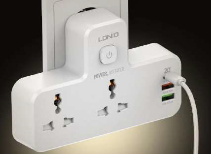 Multitoma LDNIO SC2311 2500 W | 2 tomas y USB-C PD 20 W - vista 3 - MyTechCell Colombia