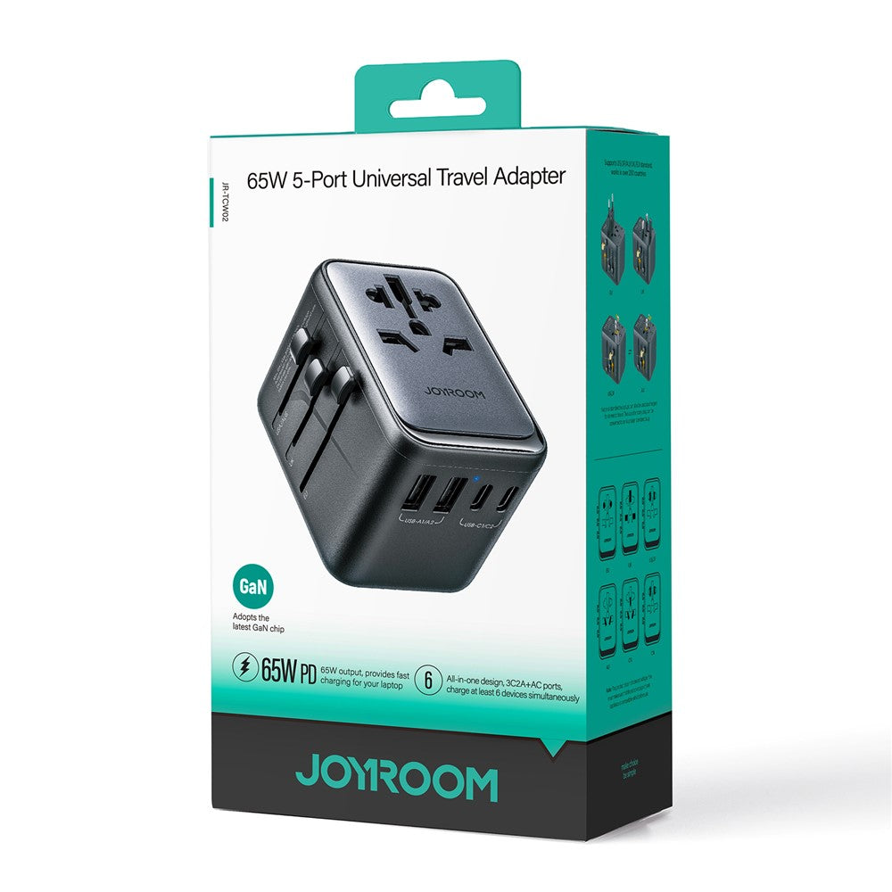 Adaptador universal JOYROOM JR-TCW02 65 W GaN | 3 USB-C y 2 USB-A - vista 4 - MyTechCell Colombia