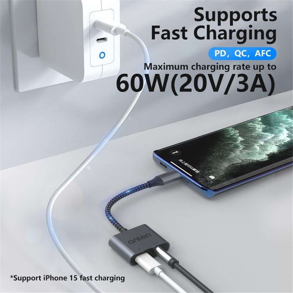 Adaptador Onten 288 C Tipo-C + 3.5MM vista 3 - MyTechCell Colombia