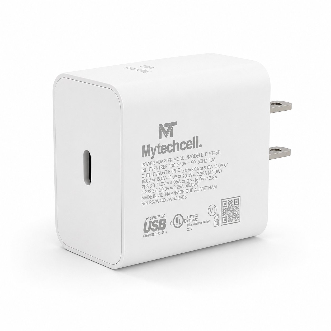Cargador USB-C MyTech 45 W con cable | Compatible con Samsung - vista 2 - MyTechCell Colombia