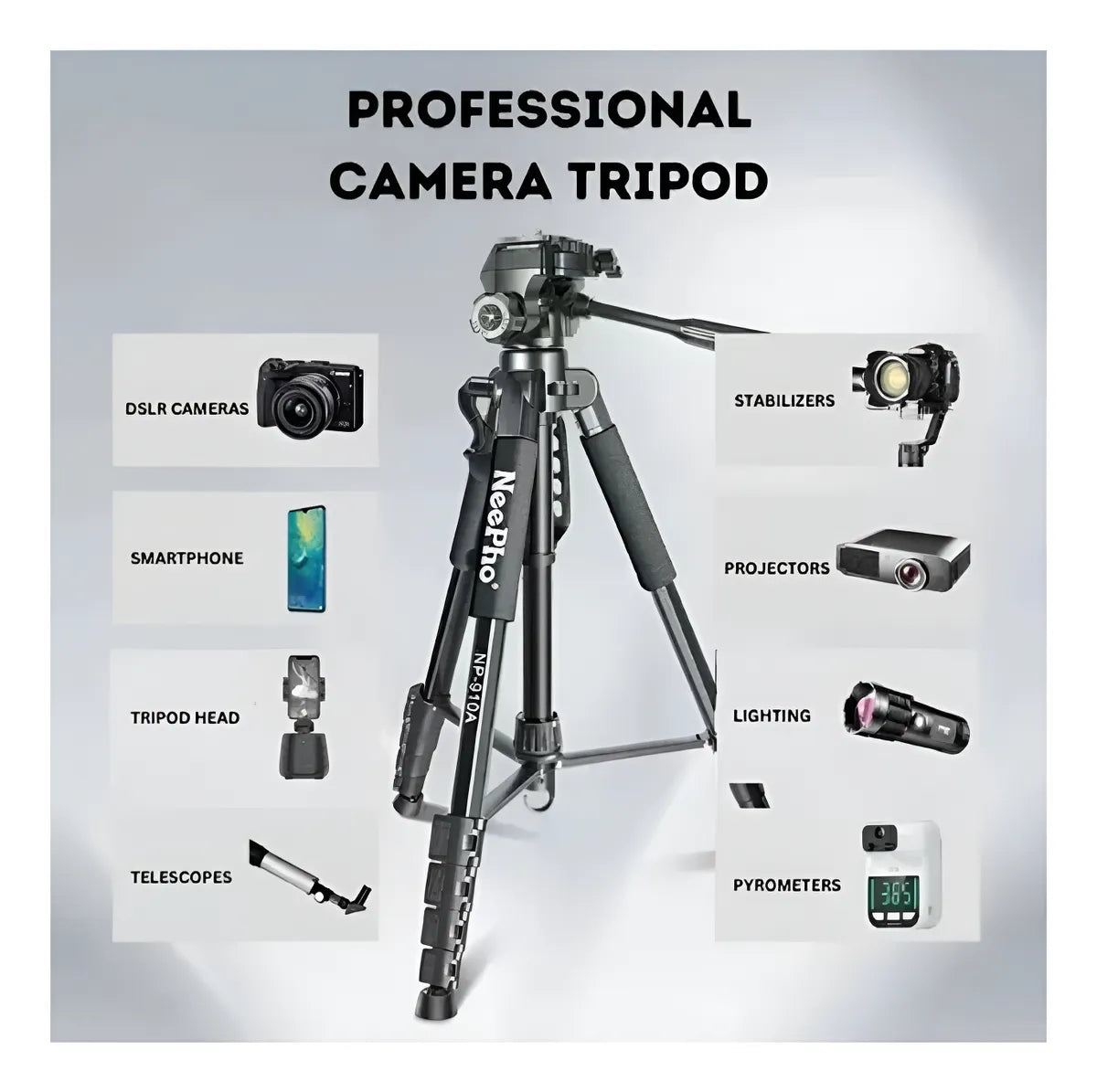 Trípode Profesional NeePho 910A para Celular y Cámara vista 4 - MyTechCell Colombia