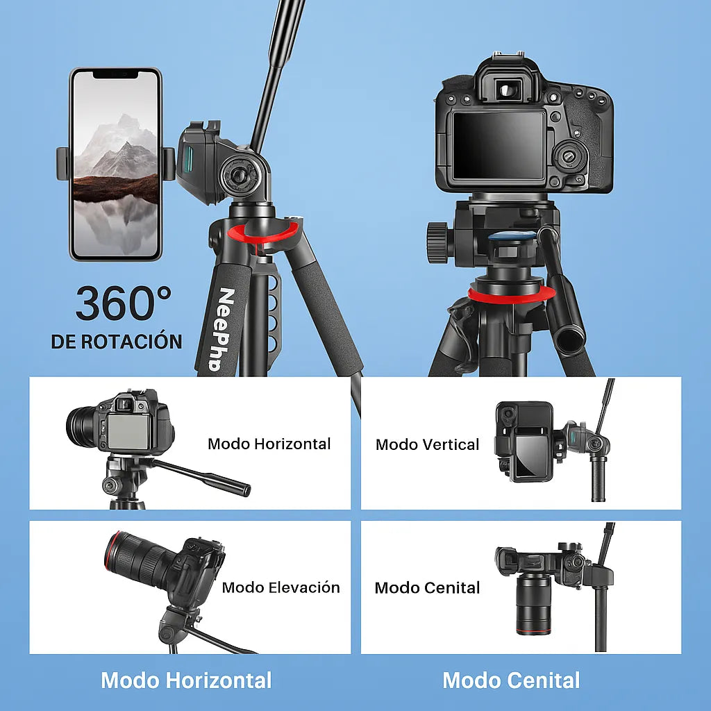 Trípode Profesional NeePho 910A para Celular y Cámara vista 2 - MyTechCell Colombia