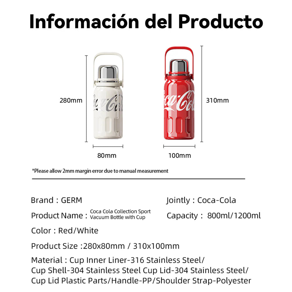 Termo Deportivo Coca-Cola x Germ  1200 ml/ 40 Oz  con Tapa Taza