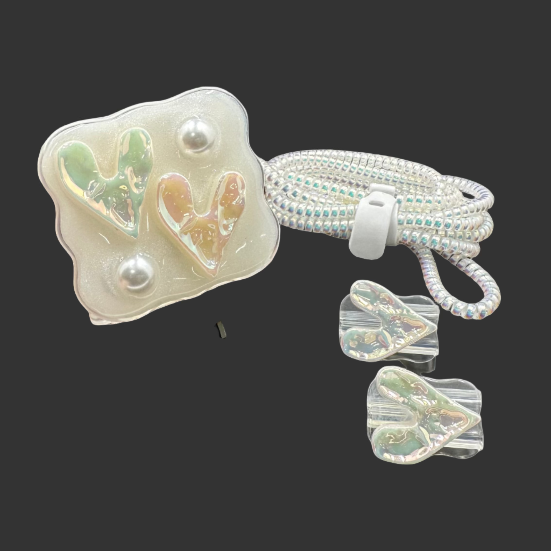 Protector Cargador Iphone 20w Corazones Transparentes