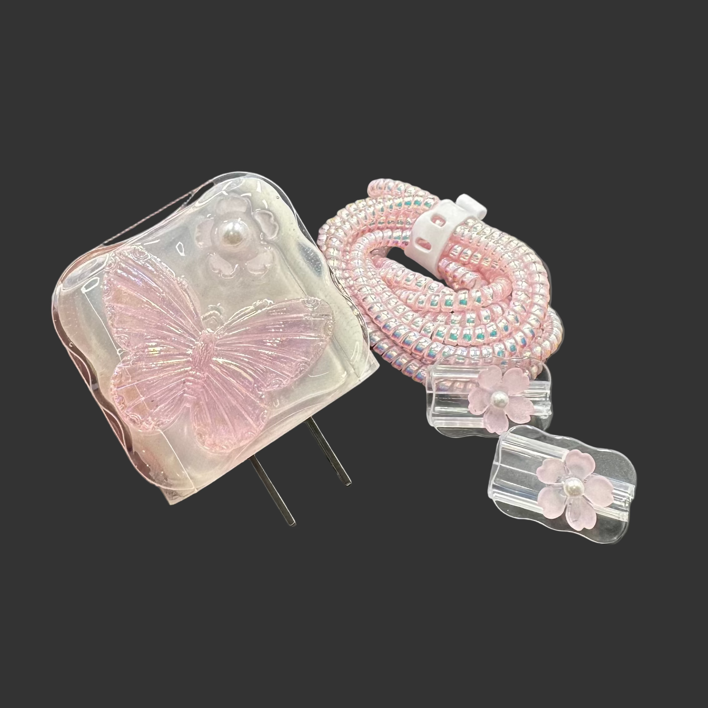 Protector Cargador Iphone 20w Mariposa Rosda Grande