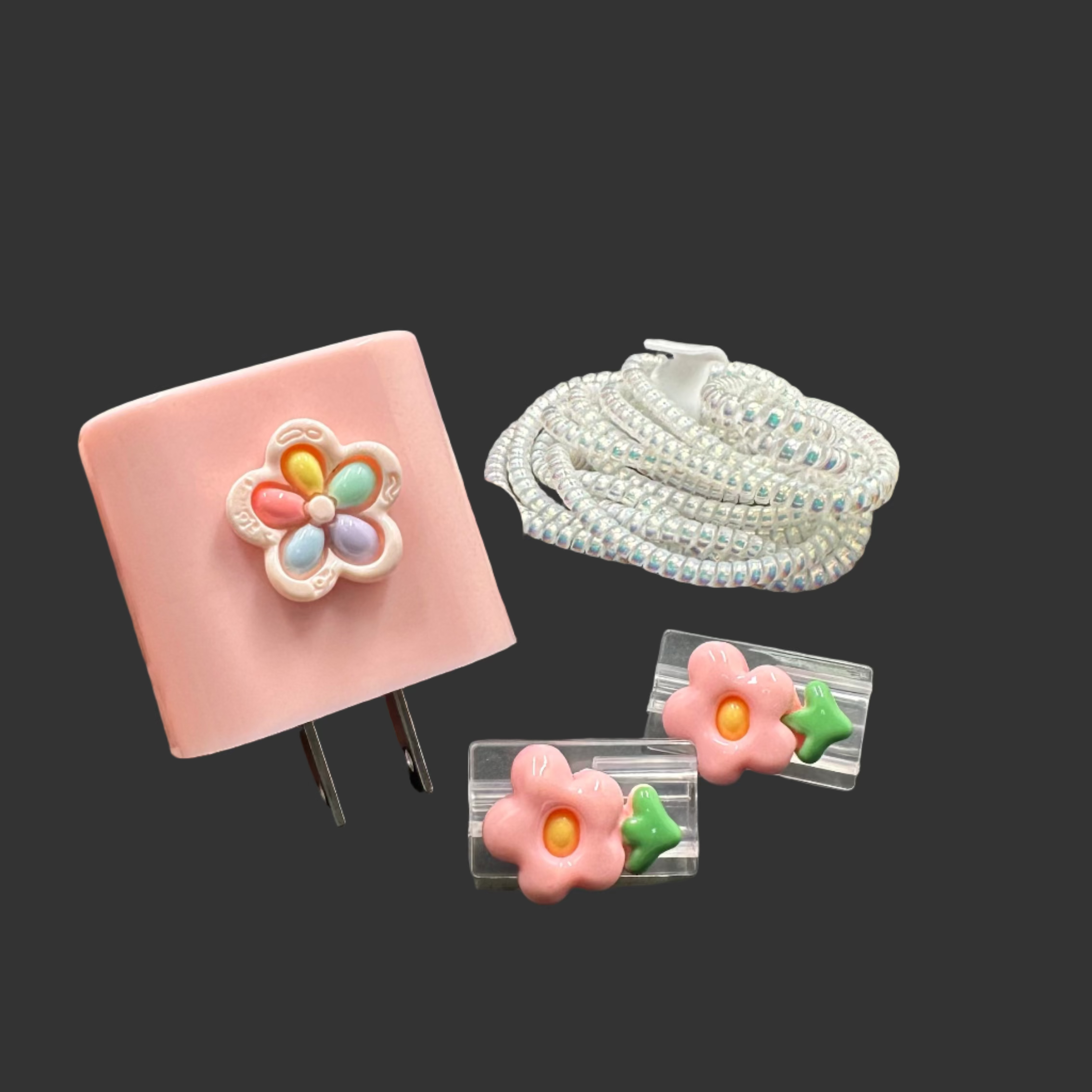 Protector Cargador Iphone 20w Flor Multicolor