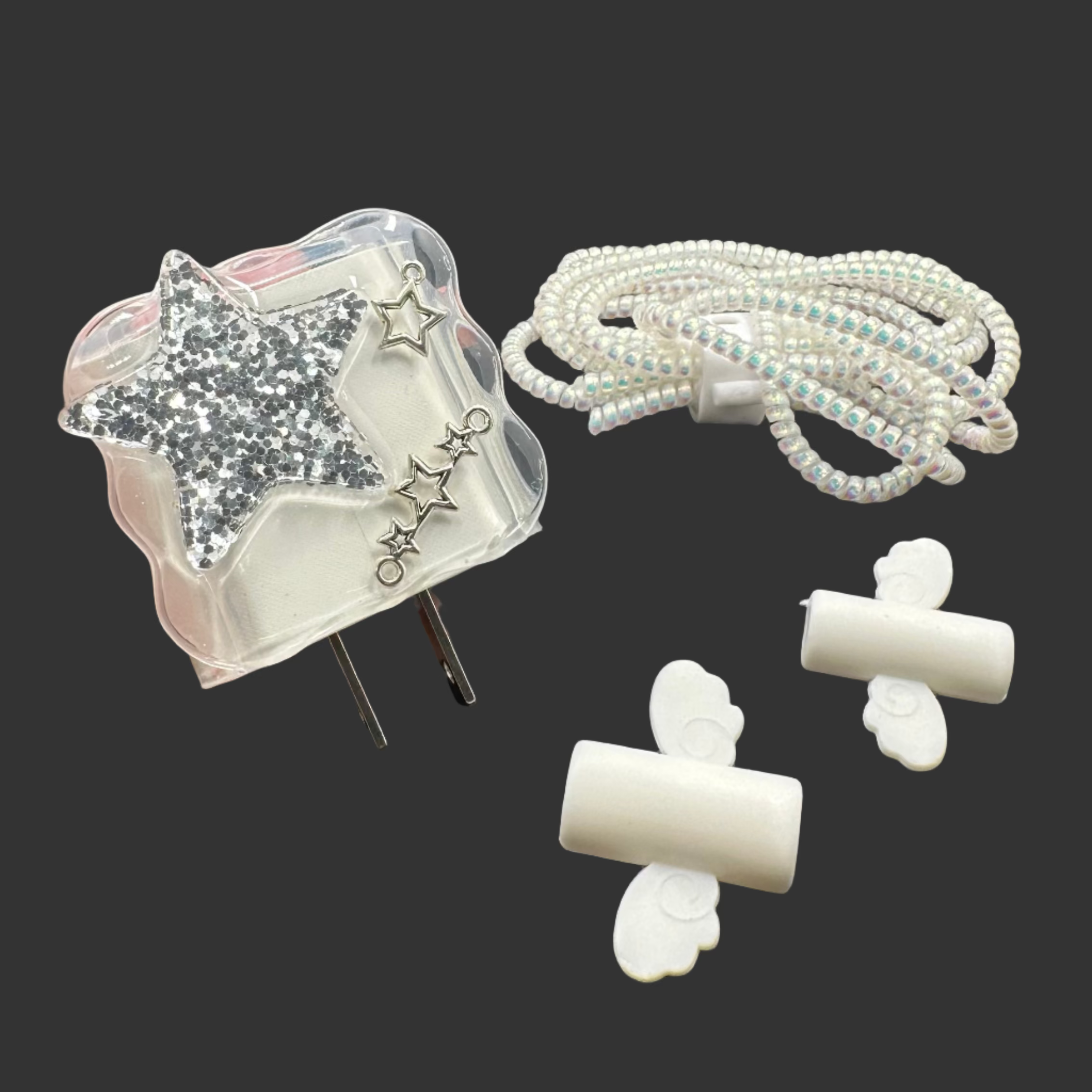 Protector Cargador Iphone 20w Estrella Plateado