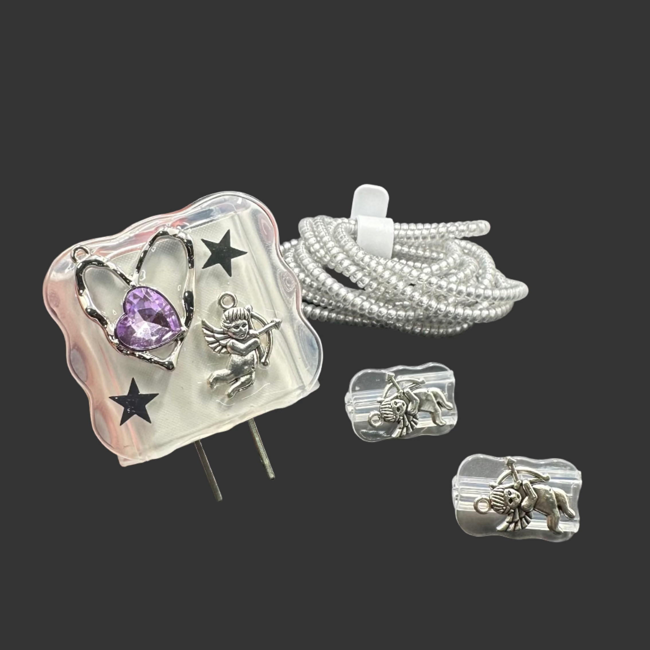 Protector Cargador Iphone 20w Cupido Plateado