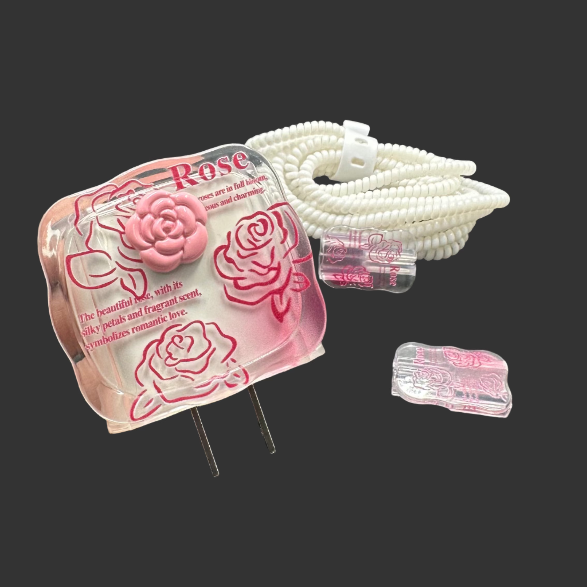 Protector Cargador Iphone 20w Flor Rosa