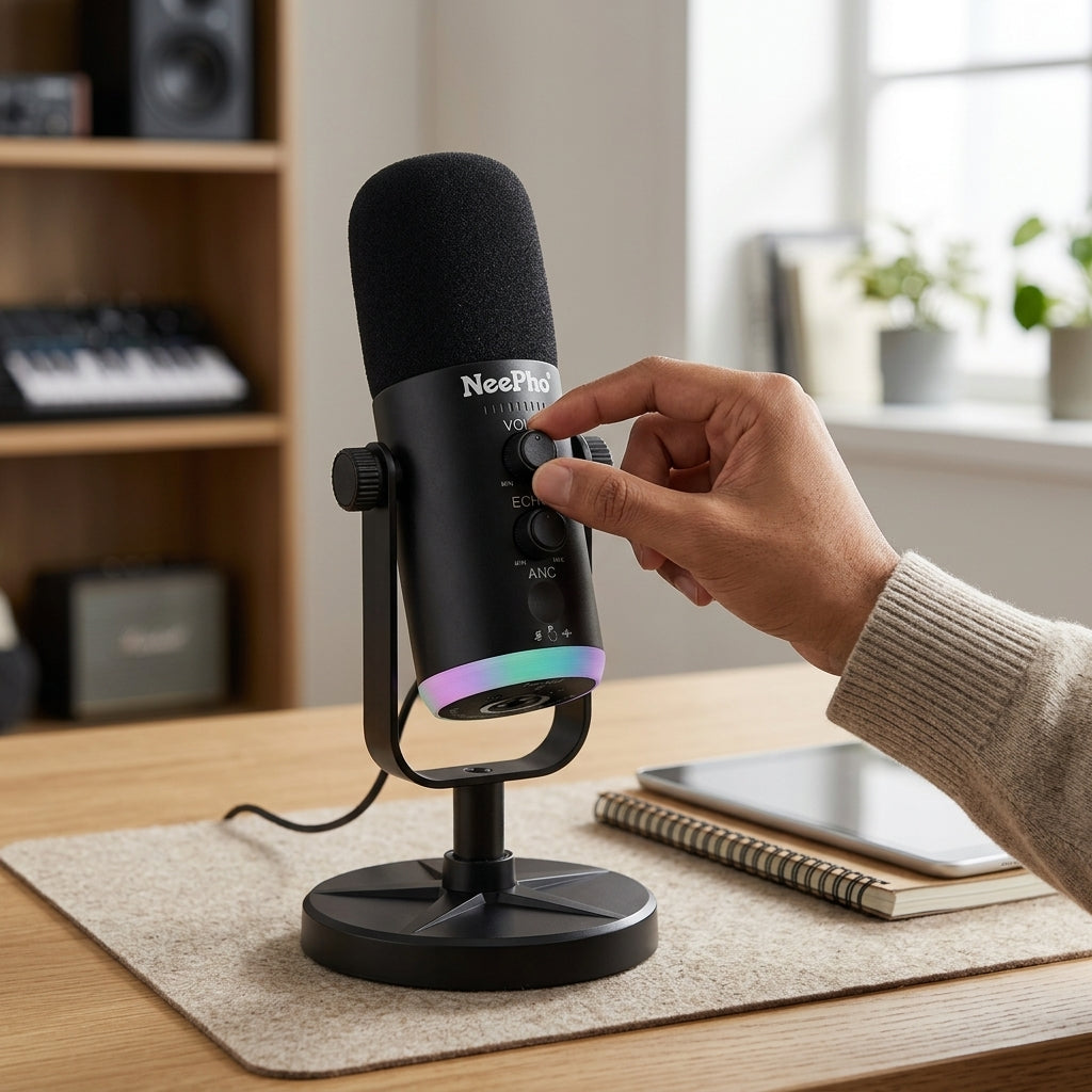 Micrófono Inalámbrico NeePho NP-M03 | 2.4 GHz | USB-C | XLR | ANC | RGB | 48V Phantom