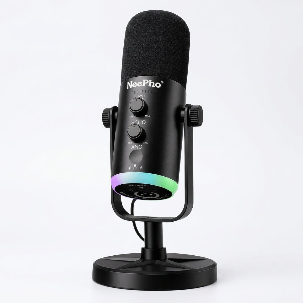 Micrófono Inalámbrico NeePho NP-M03 | 2.4 GHz | USB-C | XLR | ANC | RGB | 48V Phantom