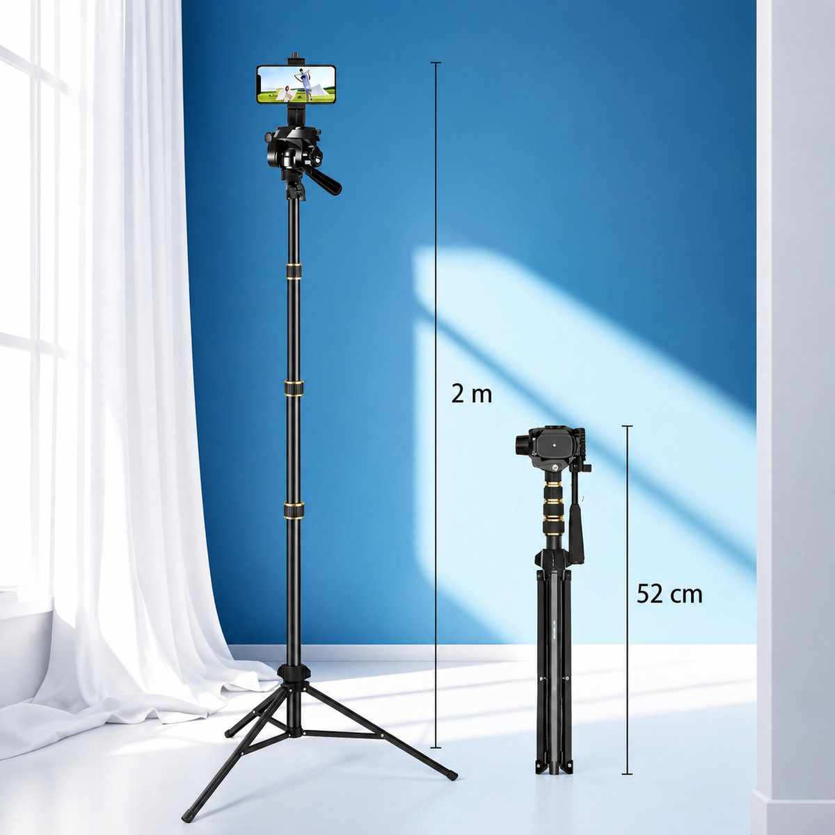 Trípode NeePho NP-2688 / NP-2588 de 2 Metros | Aluminio Premium | Soporte para Celular