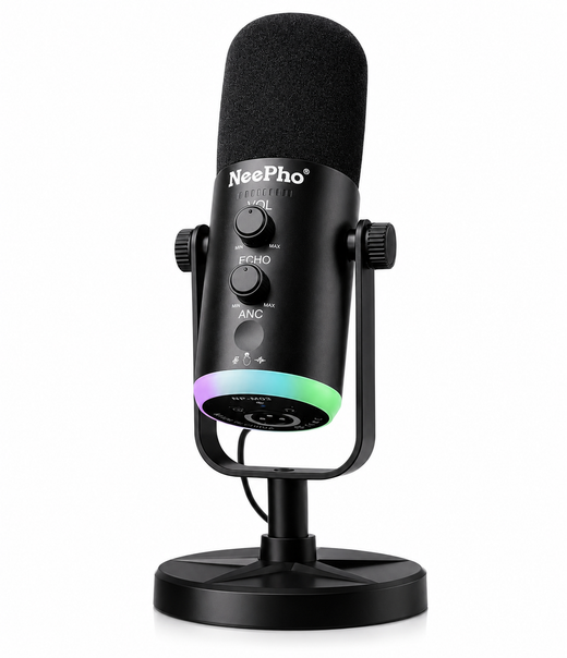 Micrófono Inalámbrico NeePho NP-M03 | 2.4 GHz | USB-C | XLR | ANC | RGB | 48V Phantom