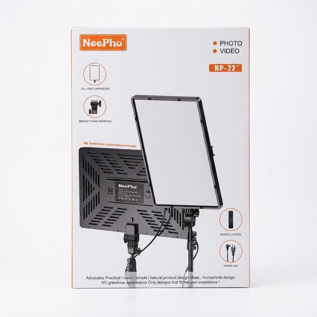 Panel LED NeePho NP-22 de 22" para Fotografía y Video | Luz Bicolor 3000K-6500K | Control Remoto