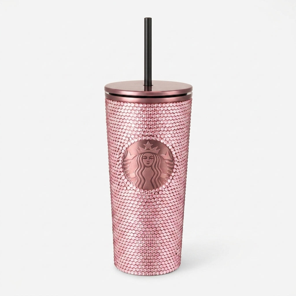 Termo Starbucks x BLACKPINK con Cristales | Vaso Térmico con Pitillo Reutilizable | Edición Coleccionable