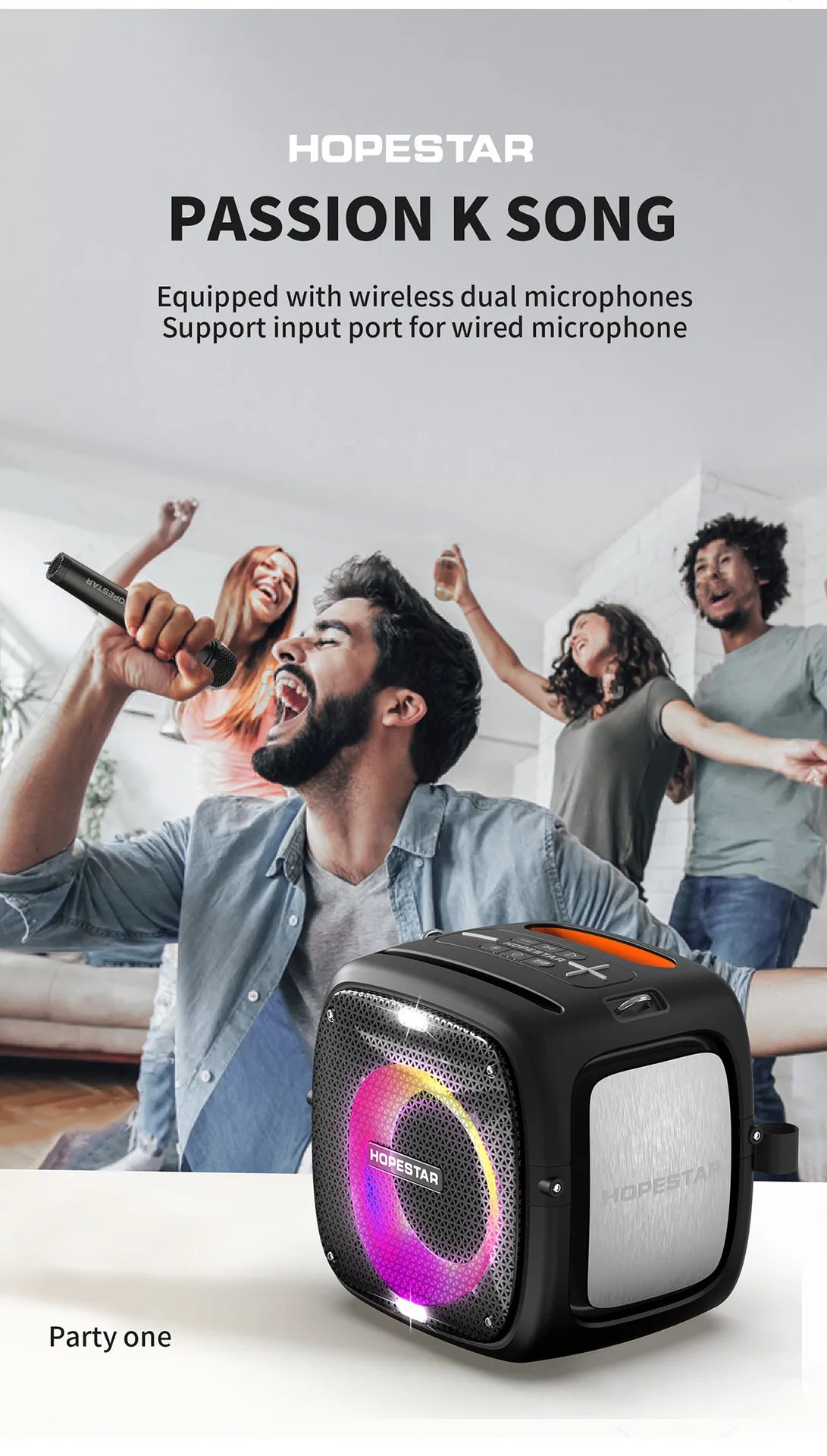 Parlante Hopstar Party One Negro