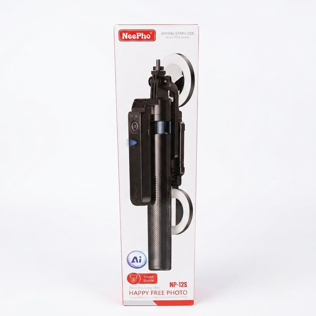 Selfie Stick NeePho NP-12S | Trípode 1.85 m | Seguimiento Facial IA | Luz LED | Control Remoto Bluetooth