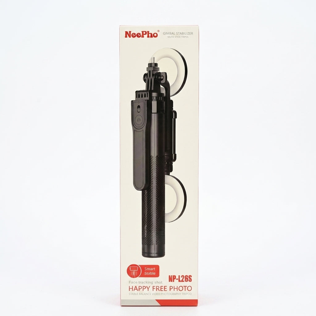 Selfie Stick NeePho NP-L26S | Trípode 1.85 m | Seguimiento Facial | Luz LED | Control Remoto Bluetooth