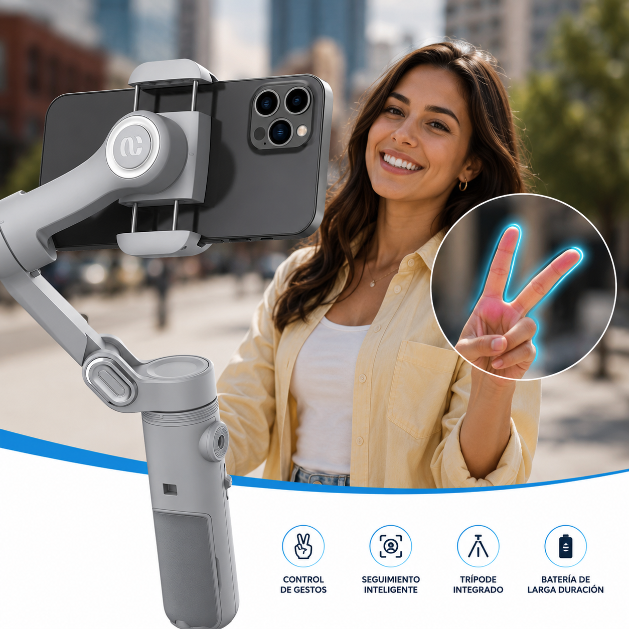 Estabilizador AOCHUAN Smart X de 3 Ejes para Celular | Luz de Relleno