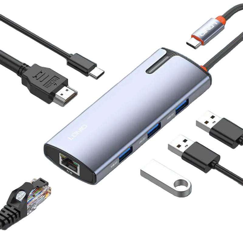 Hub USB-C LDNIO DS-16H 6 en 1 | HDMI 4K, RJ45 y PD 100 W - MyTechCell Colombia
