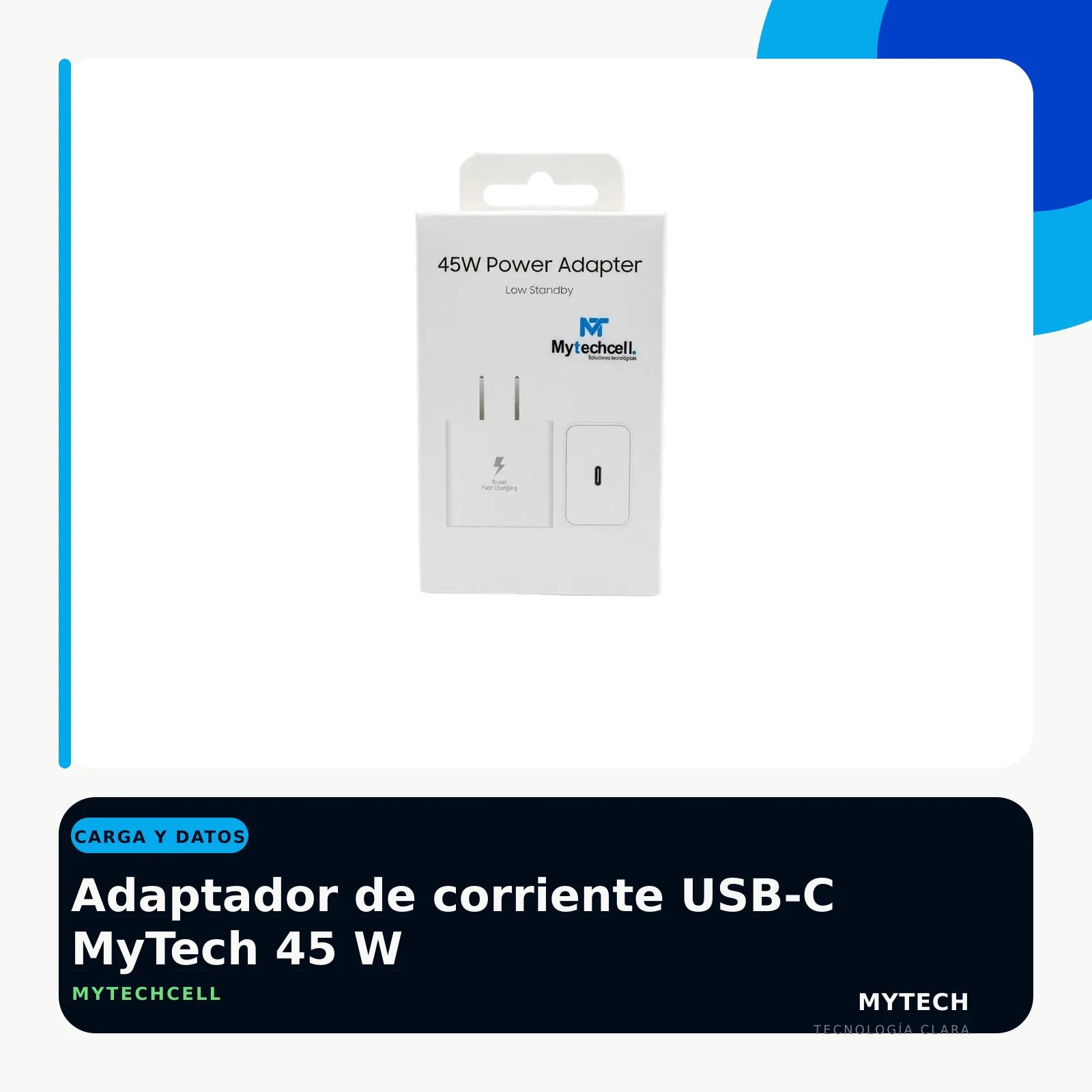 Adaptador de corriente USB-C MyTech 45 W - imagen ecommerce 1:1 MyTechCell