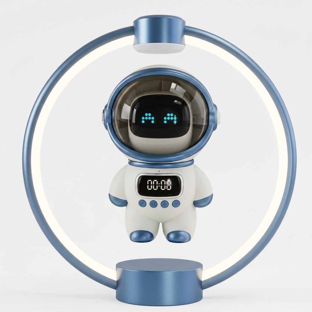 Parlante Bluetooth Astronauta con Levitación Magnética | Reloj | Radio FM | Tarjeta TF | Bluetooth