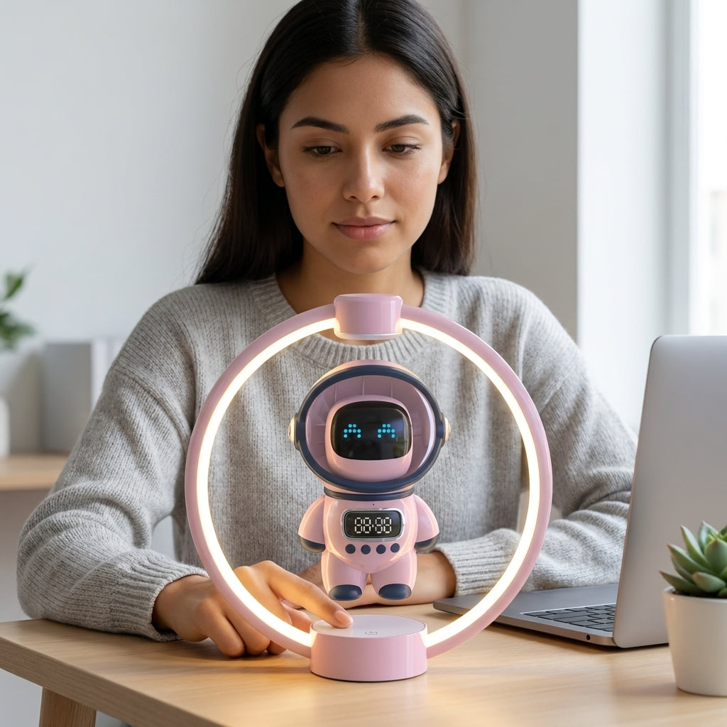 Parlante Bluetooth Astronauta con Levitación Magnética | Reloj | Radio FM | Tarjeta TF | Bluetooth
