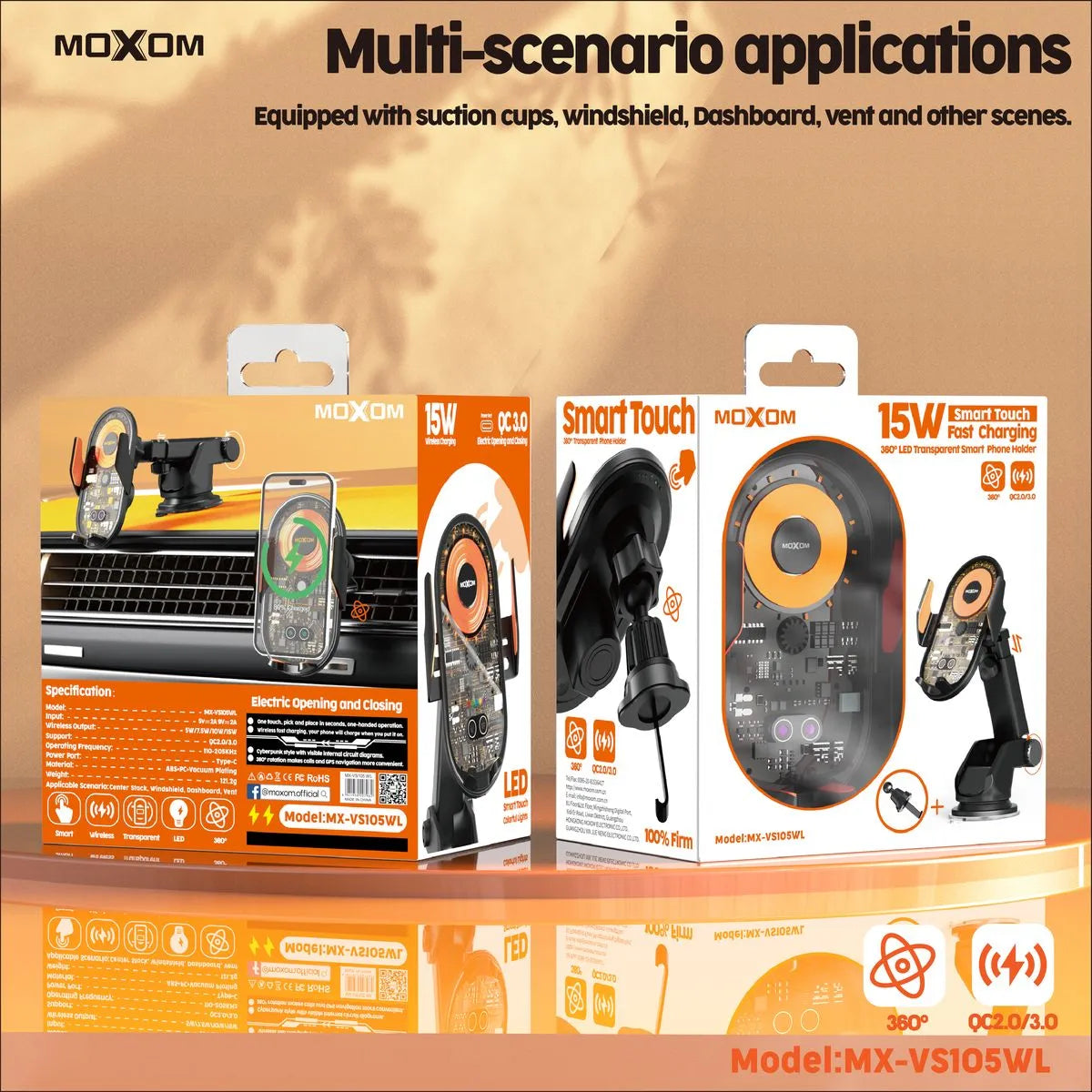 Soporte magnético MOXOM MX-VS105WL para celular - vista 2 - MyTechCell Colombia
