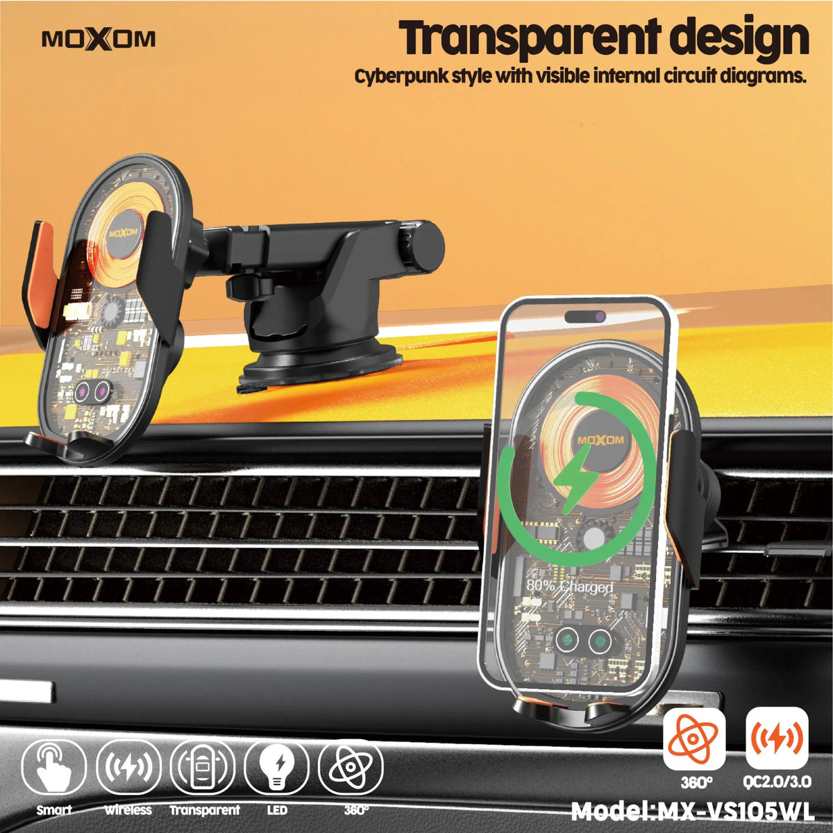 Soporte magnético MOXOM MX-VS105WL para celular - vista 4 - MyTechCell Colombia