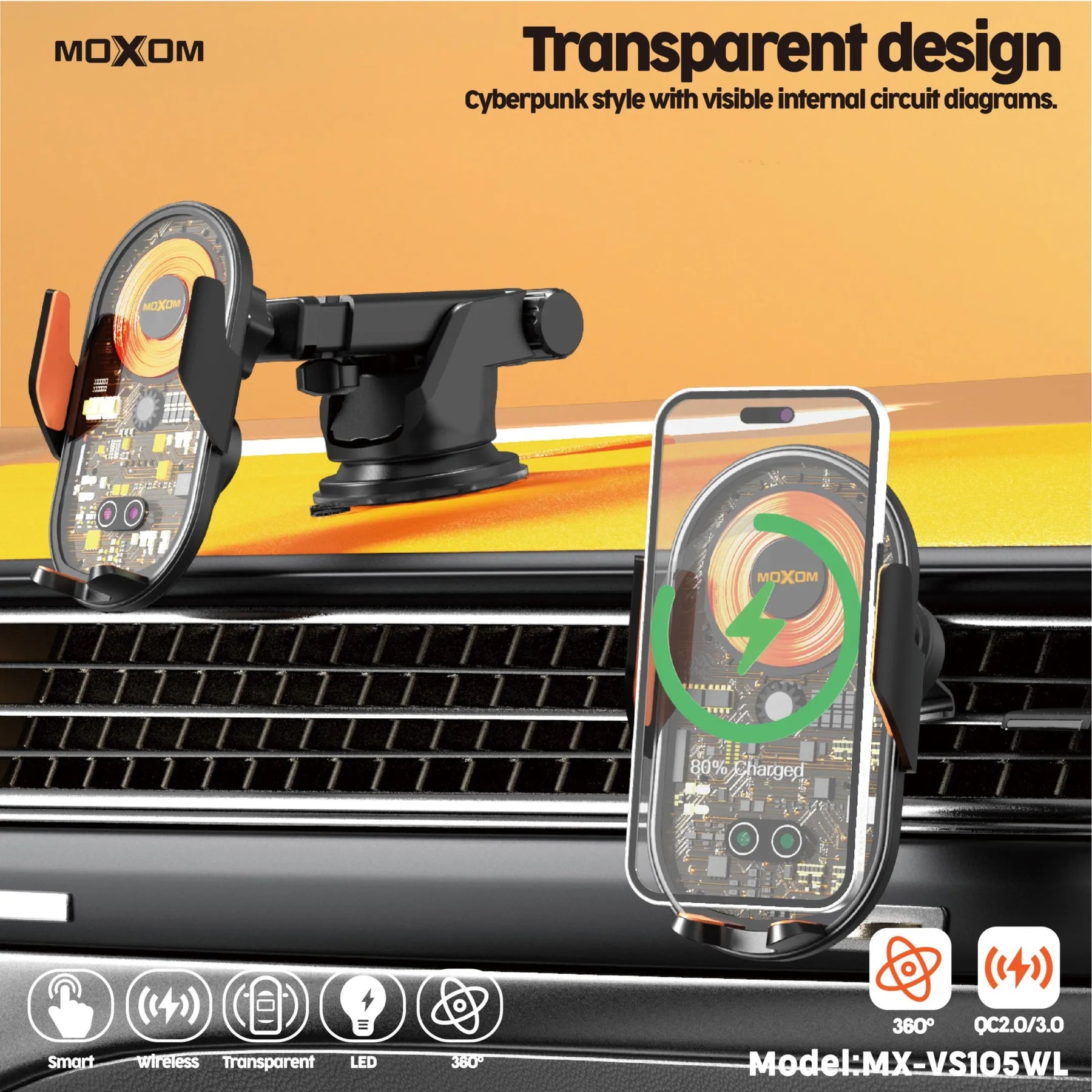 Soporte magnético MOXOM MX-VS105WL para celular - vista 4 - MyTechCell Colombia