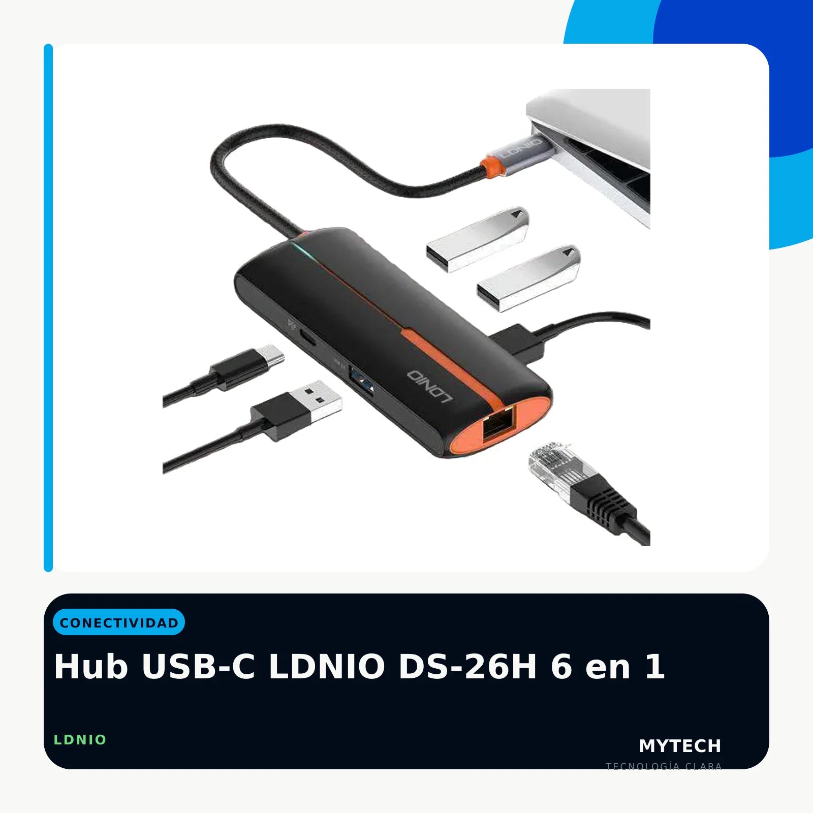 Hub USB-C LDNIO DS-26H 6 en 1 - imagen ecommerce 1:1 MyTechCell