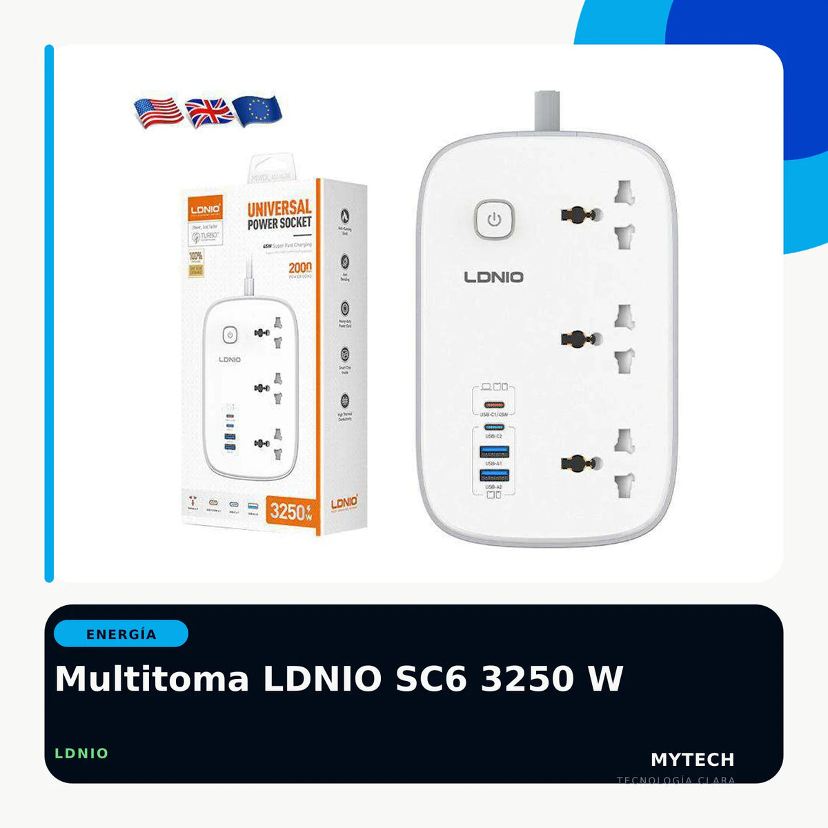 Multitoma LDNIO SC6 3250 W - imagen ecommerce 1:1 MyTechCell