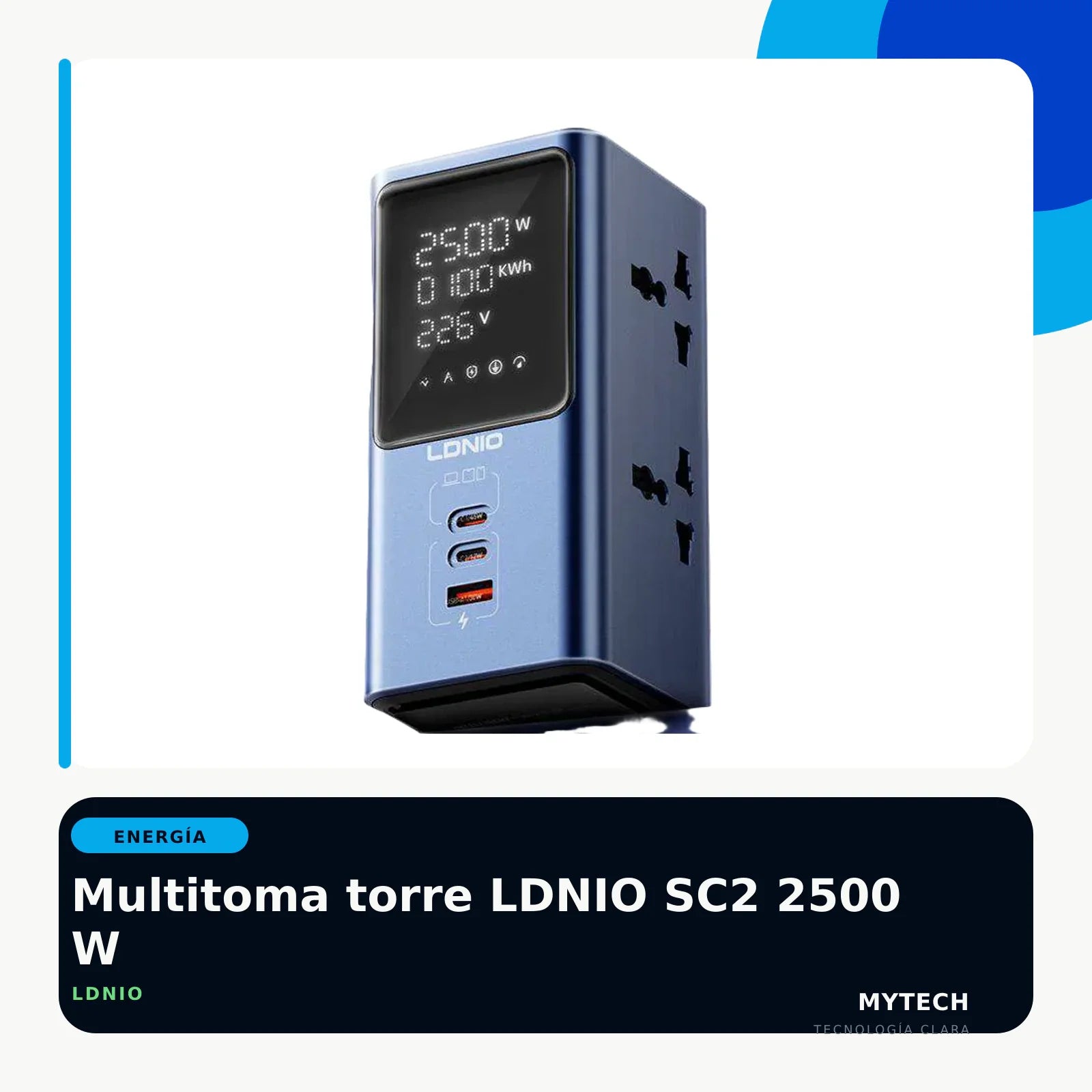 Multitoma torre LDNIO SC2 2500 W - imagen ecommerce 1:1 MyTechCell