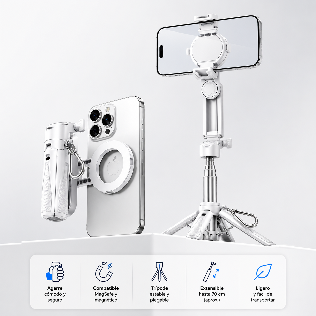 Selfie Stick Magnético REMAX P80C | Trípode Plegable | Control Bluetooth | Compatible con MagSafe
