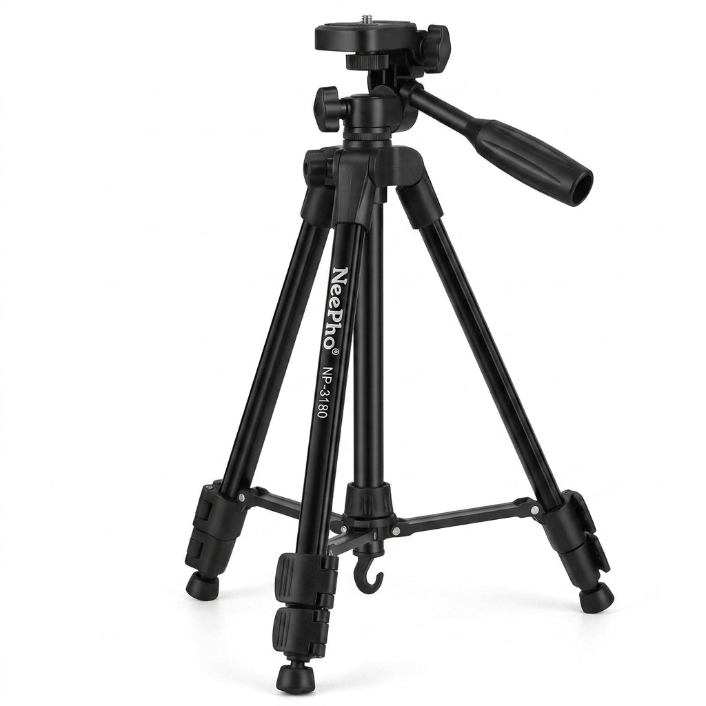 Trípode Profesional NeePho NP-3180S para Cámara y Celular | 136 cm | Aluminio | Cabezal de Liberación Rápida