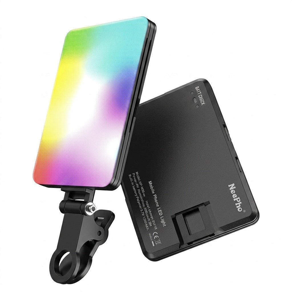 Luz LED Portátil NeePho NP-M20 RGB para Celular y Cámara | Batería Recargable 1200 mAh