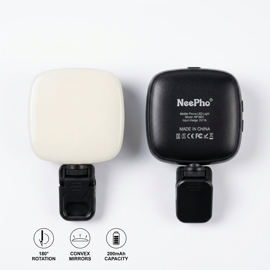 Luz LED RGB NeePho NP-M21 para Celular, Cámara y Monitor | RGB | Luz Bicolor | Clip Ajustable