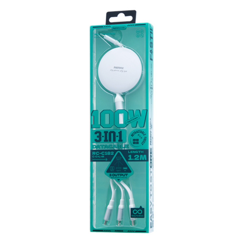 Cable 3 En 1 Remax RC182 vista 4 - MyTechCell Colombia