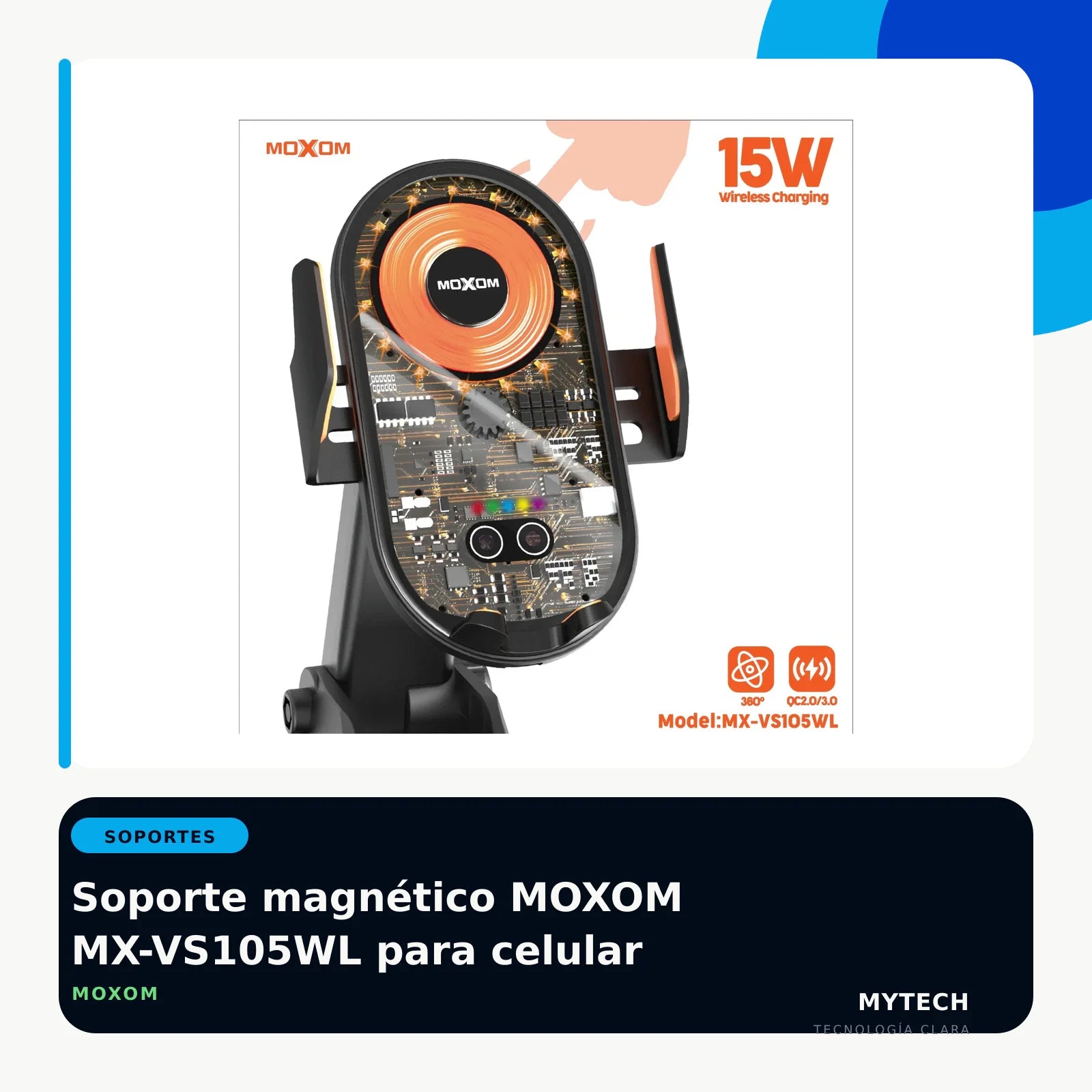 Soporte magnético MOXOM MX-VS105WL para celular - imagen ecommerce 1:1 MyTechCell